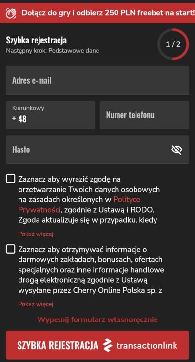 Konto w PZBuk można założyć przez formularz lub e-bankowość (opcja transactionlink) Aplikacja PZBuk - rejestracja konta