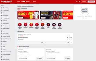 Tak wygląda strona internetowa bukmachera Superbet. bukmacher Superbet - strona internetowa