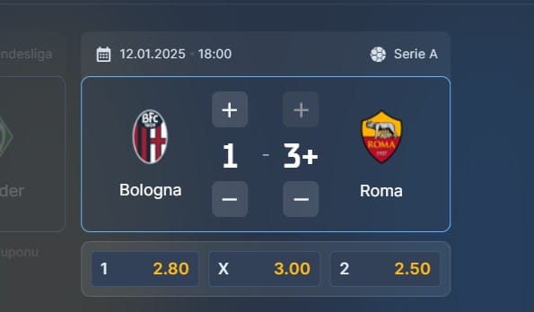 Wizjoner w STS - typ bukmacherski na 99. kolejkę (Bologna - Roma)