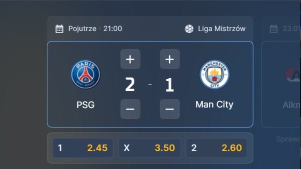 Wizjoner w STS - typ bukmacherski na 101. kolejkę (PSG - Manchester City)