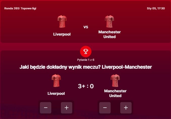 SuperGame w Superbet - typ bukmacherski na 265. rundę (Liverpool - Manchestr United)