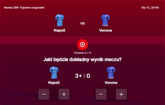 SuperGame w Superbet - typ bukmacherski na 266. rundę (Napoli - Verona)