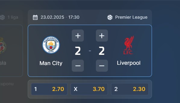 Wizjoner w STS - typ bukmacherski na 105. kolejkę (Manchester City - FC Liverpool)