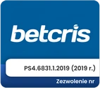 Logo bukmachera Betcris. Zezwolenie nr PS4.6831.1.2019 (2019 r.).
