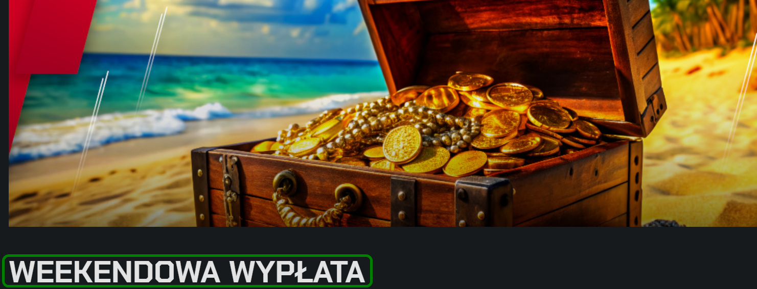 Promocja bonusBET, czyli Weekendowa Wypłata w Betters. Skrzynia skarbów na plaży.