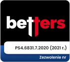 Logo bukmachera Betters. Zezwolenie nr PS4.6831.7.2020 (2021 r.).