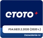 Logo bukmachera ETOTO. Zezwolenie nr PS4.6831.2.2020 (2020 r.).