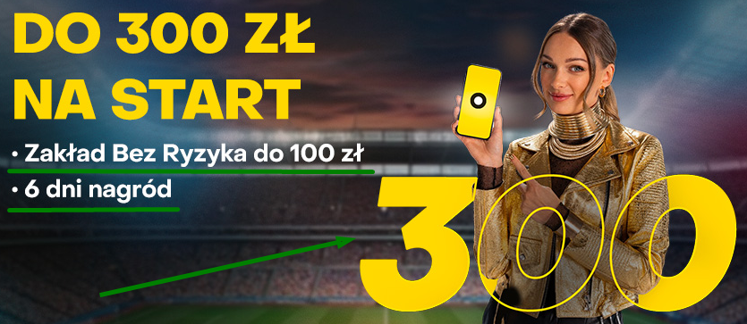 Pakiet Bonusów Powitalnych Fortuny - do 300 zł na start. Zakład Bez Ryzyka do 100 zł i 6 dni nagród. Bogini Fortuna.