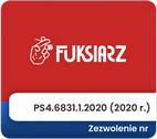 Logo bukmachera Fuksiarz. Zezwolenie nr PS4.6831.1.2020 (2020 r.).