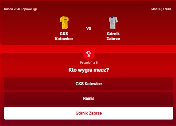 SuperGame w Superbet - typ bukmacherski na 284. rundę (GKS Katowice - Górnik Zabrze)