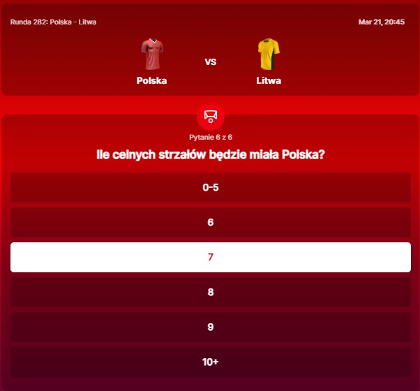 SuperGame w Superbet - typ bukmacherski na 282. rundę (Polska - Litwa)