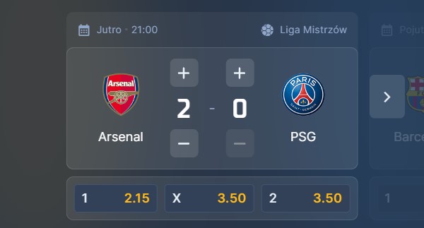 Wizjoner w STS - typ bukmacherski na 124. kolejkę (Arsenal - PSG)