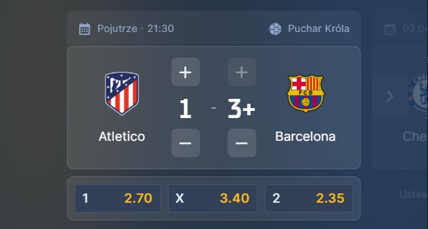 Wizjoner w STS - typ bukmacherski na 120. kolejkę (Atletico Madryt - FC Barcelona)