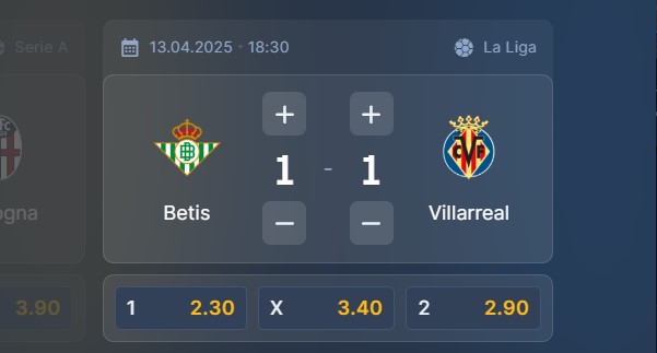 Wizjoner w STS - typ bukmacherski na 121. kolejkę (Betis - Villarreal)