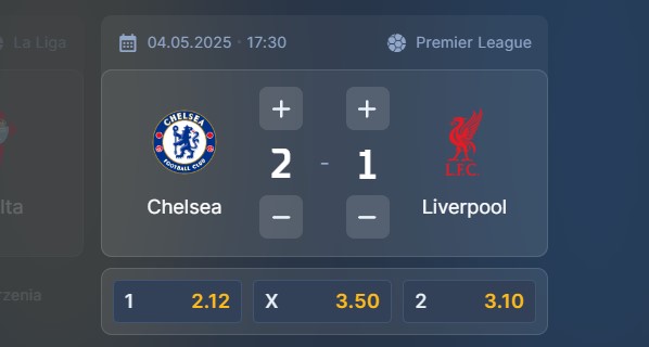 Wizjoner w STS - typ bukmacherski na 124. kolejkę (Chelsea - Liverpool)