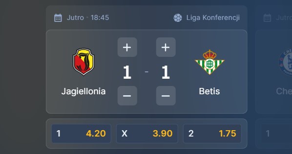 Wizjoner w STS - typ bukmacherski na 122. kolejkę (Jagiellonia Białystok - Betis)