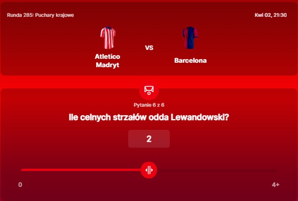 SuperGame w Superbet - typ bukmacherski na 285. rundę (Atletico Madryt - FC Barcelona)