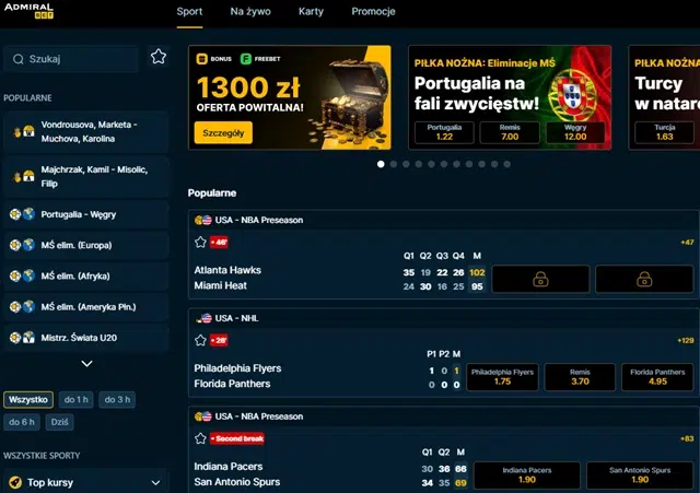 AdmiralBet betting site - screenshot