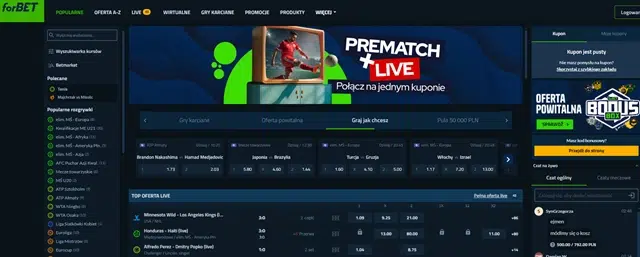 ForBET betting site - screenshot