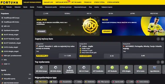 Fortuna betting site - screenshot